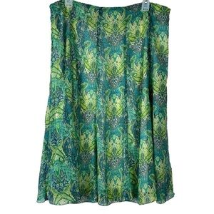 Women’s Green Paisley Print Chiffon Fairycore Gore Skirt Plus Size 14W